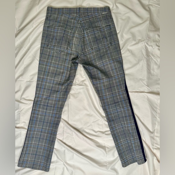 Mother “The Insider Ankle” Plaid Pants Grey/Blue Check Side Stripes Size 27 - Picture 8 of 9